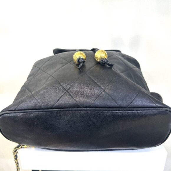 CHANEL Matelasse - Black Lambskin Backpack Tassel drawstring Gold hardware - Picture 2 of 12